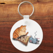 猫とマウスのチェス遊おもしろいキーチェーン キーホルダー (正面)