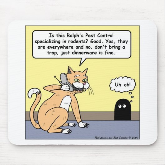 猫とマウスのディナーおもしろいウェア漫画のギフト&ティー マウスパッド (正面)
