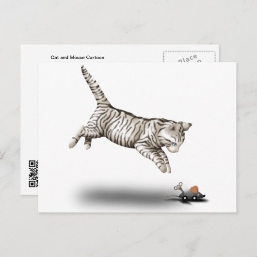 猫とマウスの漫画 ポストカード (正面/裏面)