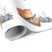 猫とマウスの遊チェスの漫画スケッチおもしろい ラッピングペーパー (ロールコーナー)