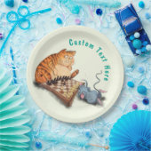 猫とマウス遊のチェスあなたのテキスト紙プレート ペーパープレート (パーティー)