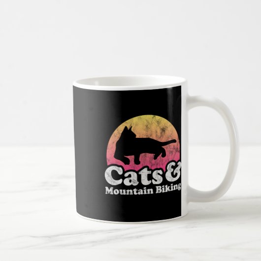 猫とマウンテンバイクのデザイン コーヒーマグカップ (右)