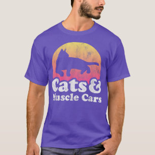 猫とマッスルカーメンズキャットミュスク Tシャツ
