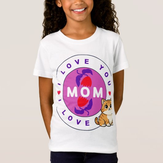 猫とママのデザインTシャツ Tシャツ (正面)