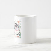 猫とマ市松模様にグ コーヒーマグカップ (中央)