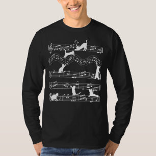 猫とミュージカルノート音楽 Tシャツ
