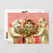 猫とヤギのクリスマス シーズンポストカード (正面/裏面)
