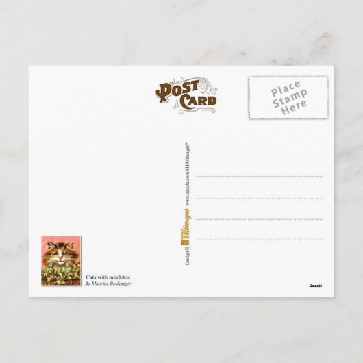 猫とヤギのクリスマス シーズンポストカード (裏面)