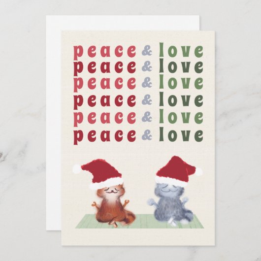 猫とヨガおもしろい瞑想かわいいクリスマス シーズンカード (正面/裏面)