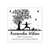 猫とヨガツリー差出人住所 ラバースタンプ (インプリント)