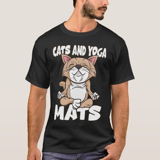猫とヨガマット Tシャツ (正面)