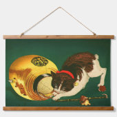 猫とランタン小林清親1886クロップ 吊り下げ型タペストリー (正面)