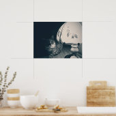 猫とランプのノワールスタイル写真 ポスター (キッチン)