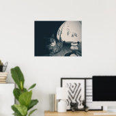 猫とランプのノワールスタイル写真 ポスター (ホームオフィス)