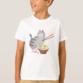 猫とラーメンかわいい猫Tシャツ Tシャツ