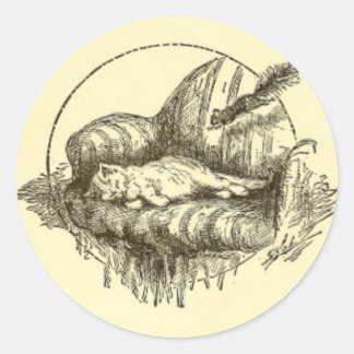 猫とリスのステッカー ラウンドシール