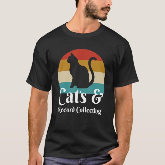 猫とレコード収集 Tシャツ (正面)