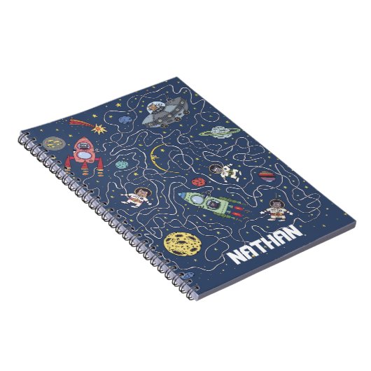 猫とロケットの宇宙パーソナライズされた子 ノートブック (右側)