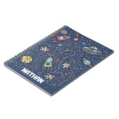 猫とロケットの宇宙パーソナライズされた子 ノートブック (左側)