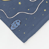 猫とロケットの宇宙パーソナライズされた子 フリースブランケット (角)