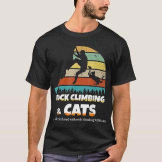 猫とロッククライミング ヴィンテージ Tシャツ