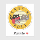 猫とロック ステッカー 楽しい猫 音楽 ギター シール (シート)
