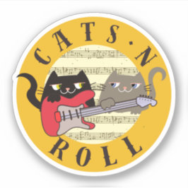 猫とロック ステッカー 楽しい猫 音楽 ギター シール