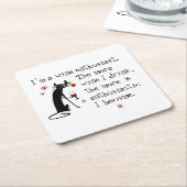 猫とワインおもしろい引用文 スクエアペーパーコースター (アングル)