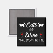 猫とワインで素晴らし マグネット (正面/裏面)