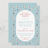 猫とワインのパーティー – かわいい誕生日アート 招待状 (正面/裏面)