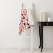 猫とワイン可愛いピンク柄 シェルパブランケット (インサイチュ)