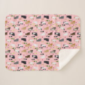 猫とワイン可愛いピンク柄 シェルパブランケット (正面(横))