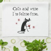 猫とワイン猫素晴らしワインプリン キッチンタオル (折り畳み)