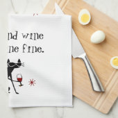 猫とワイン猫素晴らしワインプリン キッチンタオル (四つ折り)