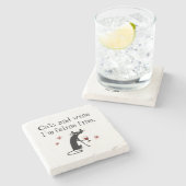 猫とワイン猫素晴らしワインプリン ストーンコースター (横)