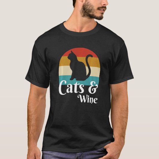猫とワイン ワイン Tシャツ (正面)