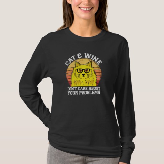 猫とワインTお気に前についてCat Owner Pullover Tシャツ (正面)
