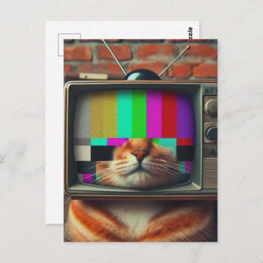 猫とヴィンテージ顔 ポストカード (正面/裏面)