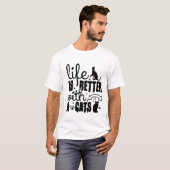 猫と一緒が幸せ - かわいい猫好きの引用 Tシャツ (正面フル)