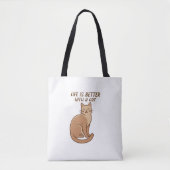 猫と一緒が幸せ – かわいい猫好きデザイン トートバッグ (正面)