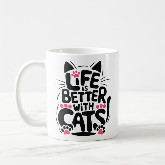 猫と一緒が最高なマグカップ|私たちはみんなマグカップです コーヒーマグカップ (左)