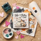 猫と一緒が最高にかわいい猫のイラスト ストーンコースター
