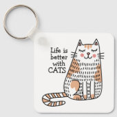 猫と一緒が最高の人生ダッフル キーホルダー (正面)