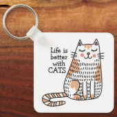 猫と一緒が最高の人生ダッフル キーホルダー (正面)