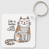 猫と一緒が最高の人生ダッフル キーホルダー (裏面)