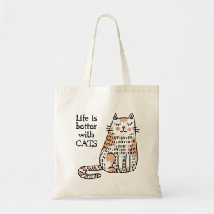 猫と一緒が最高の人生ダッフル トートバッグ