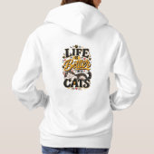 猫と一緒が最高の人生Tシャツ パーカ (裏面)