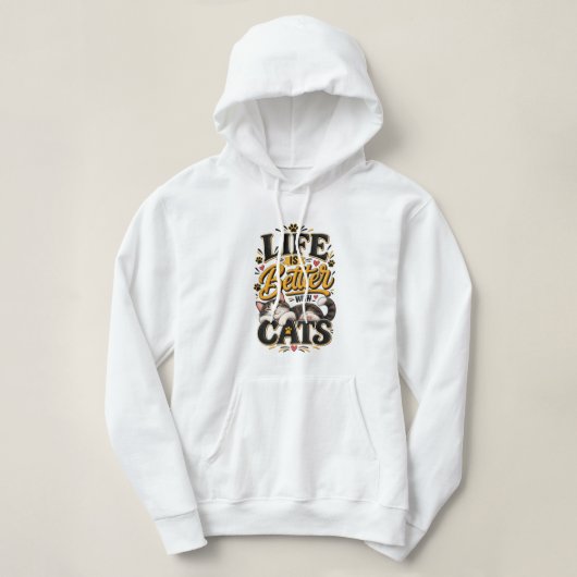 猫と一緒が最高の人生Tシャツ パーカ (デザイン正面)