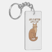 猫と一緒が最高 – かわいい猫好きデザイン キーホルダー (正面左)