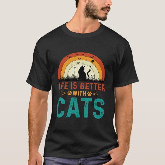 猫と一緒が最高!かわいい猫好きTシャツ Tシャツ (正面)